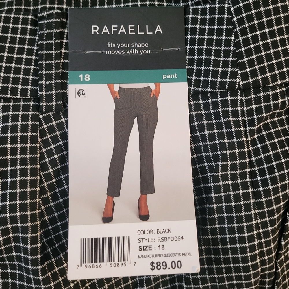RAFAELLA Ladies Black & White Check Ankle Pants NWT
